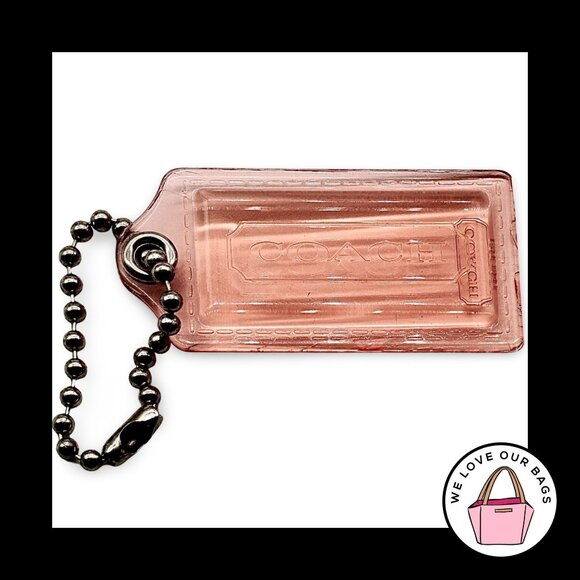 2.5" COACH POPPY Pink Plastic Lucite Nickel Key Fob Bag Charm Keychain Hang Tag - Picture 1 of 1